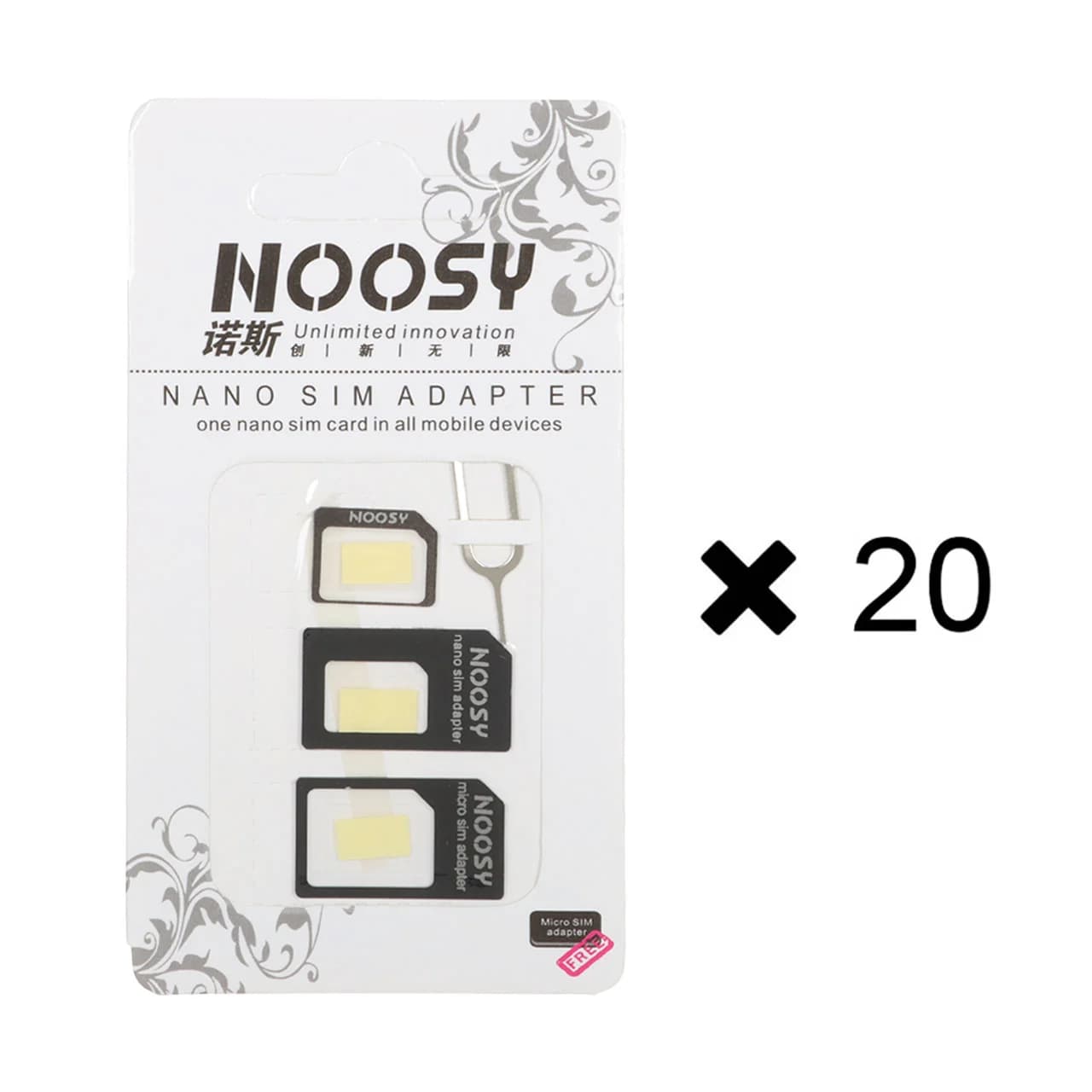 سوزن و خشاب سیم کارت Noosy – مشکی (پک 20 عددی) – DST (گارانتی شش ماهه)