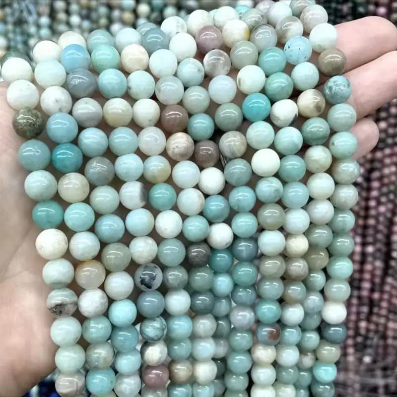 ریسه سنگ آمازونیت سایز 8 ، طول ریسه 40 سانتی متر کد13528