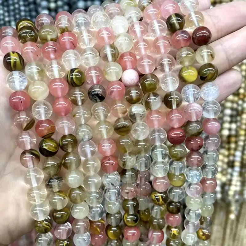 ریسه سنگ چری کوارتز سایز 8 ، طول ریسه 40 سانتی متر کد13524