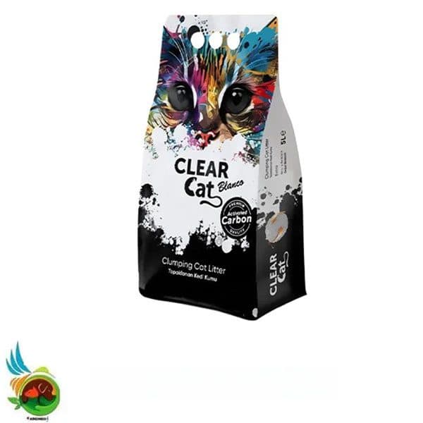 خاک گربه کلیرکت کربن دار Clear cat carbon حجم 5 لیتر (جئوکلی)