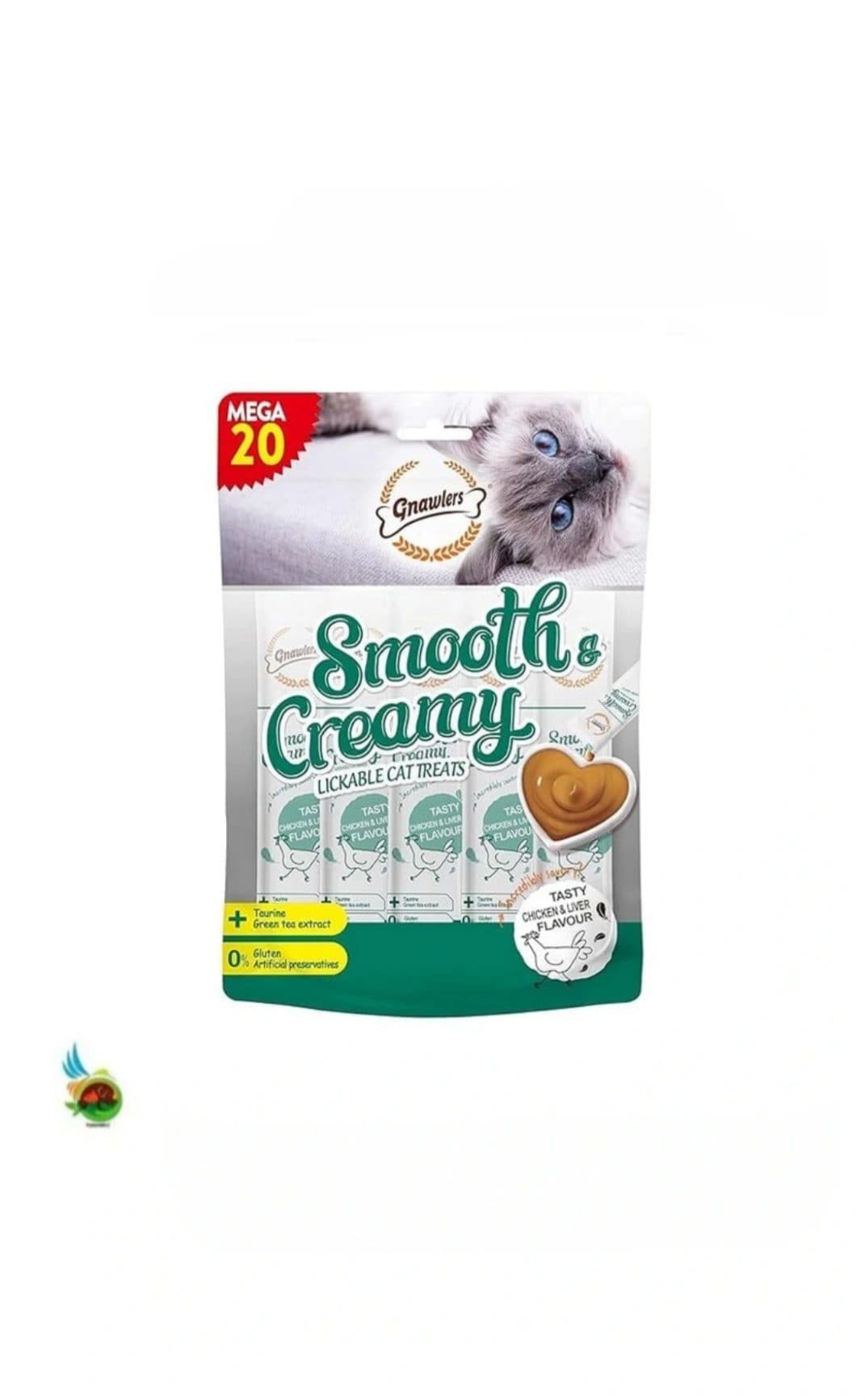 بستنی گربه گناولرز طعم مرغ و جگر Gnawlers smooth creamy cat treats chicken &amp; liver بسته 20 عددی — تصویر ۲