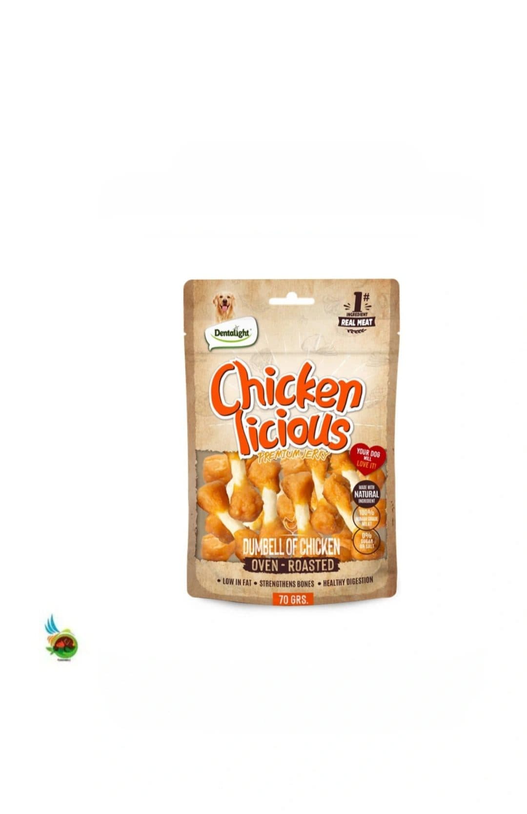 تشویقی سگ دنتالایت طعم مرغ مدل دمبل Dentalight dumbell of chicken وزن ۷۰ گرم