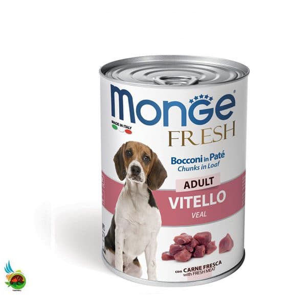 کنسرو سگ مونژه فرش طعم گوساله Monge fresh adult dog with veal وزن ۴۰۰ گرم