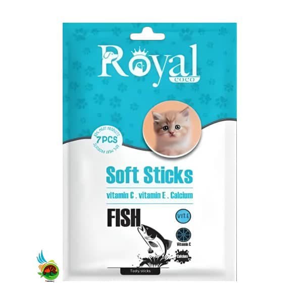تشویقی مدادی نرم رویال کوکو گربه طعم ماهی Royal coco soft sticks with fish بسته ۷ عددی — تصویر ۲