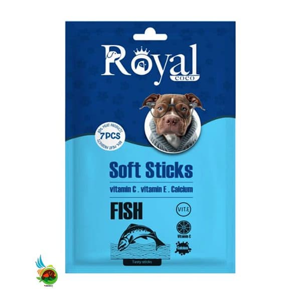 تشویقی مدادی نرم سگ رویال کوکو طعم ماهی Royal coco soft sticks with fish بسته ۷ عددی — تصویر ۳