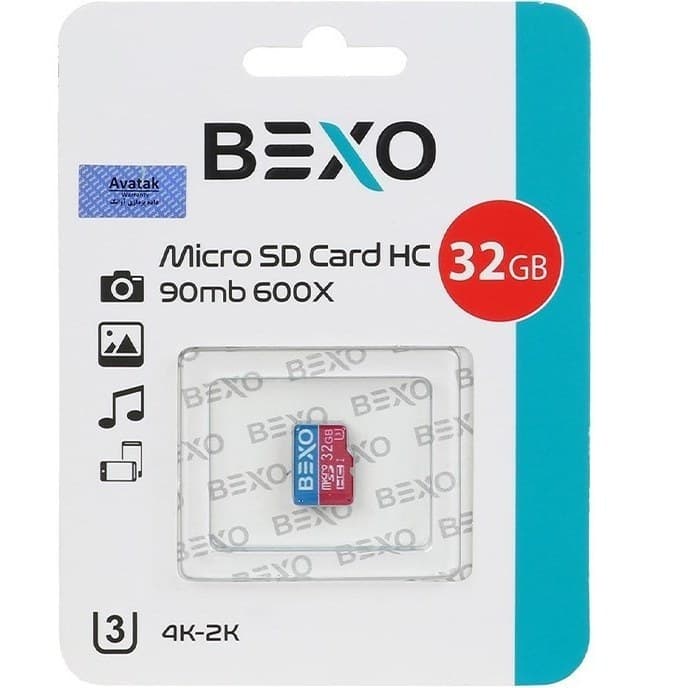 رم میکرو بکسو SD 32 گیگابایت BEXO U3 ، سرعت خواندن 90MB/s کلاس C10 (فرم فاکتور MicroSDHC)