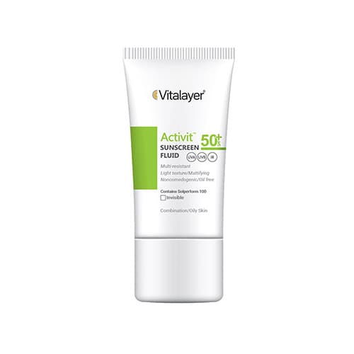 فلوئید ضد آفتاب ویتالیر Vitalayer مدل ActiVit مخصوص پوست چرب (بی‌رنگ)