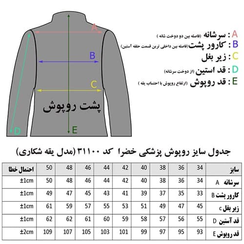 روپوش پزشکی زنانه خضرا مدل یقه شکاری کد 31100 — تصویر ۱۲