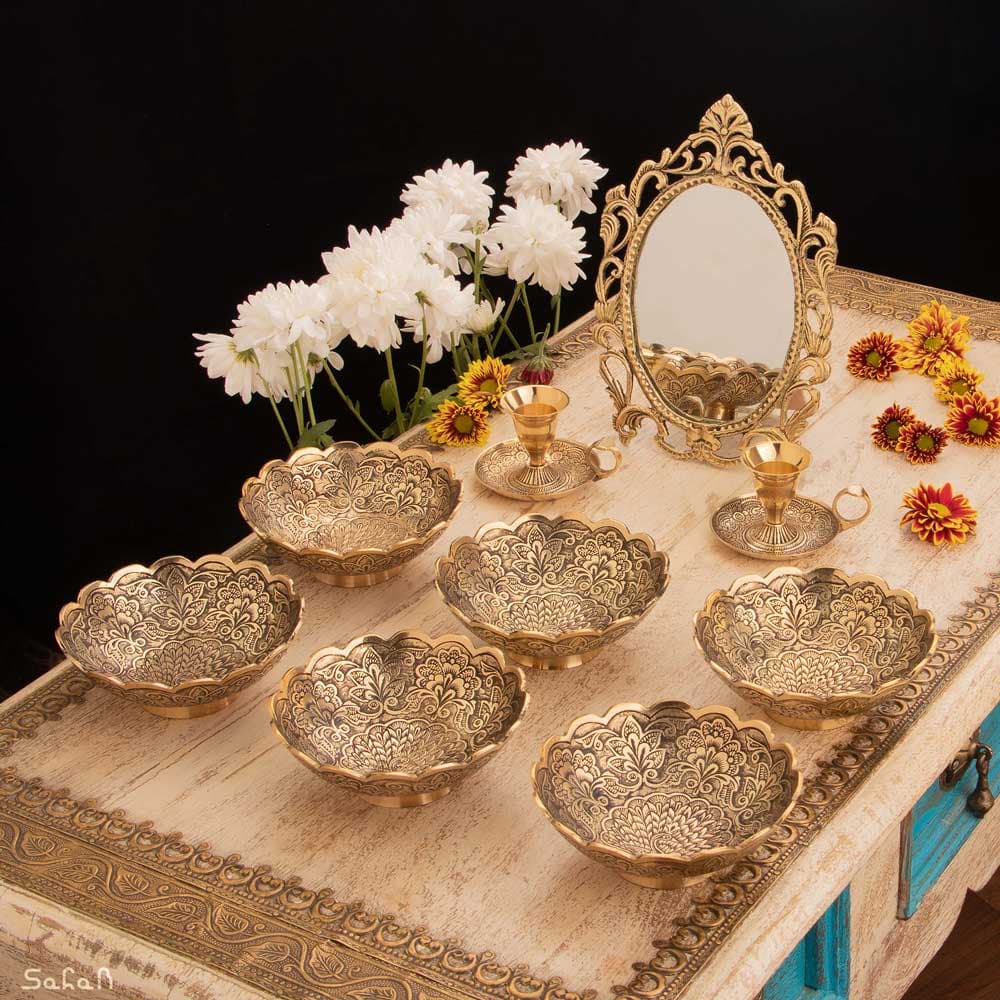 ست هفت سین برنجی طلایی کد 1041