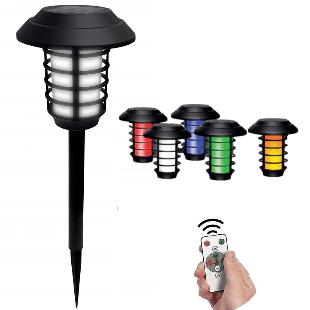 چراغ باغچه‌ای خورشیدی RGB ریموت دار