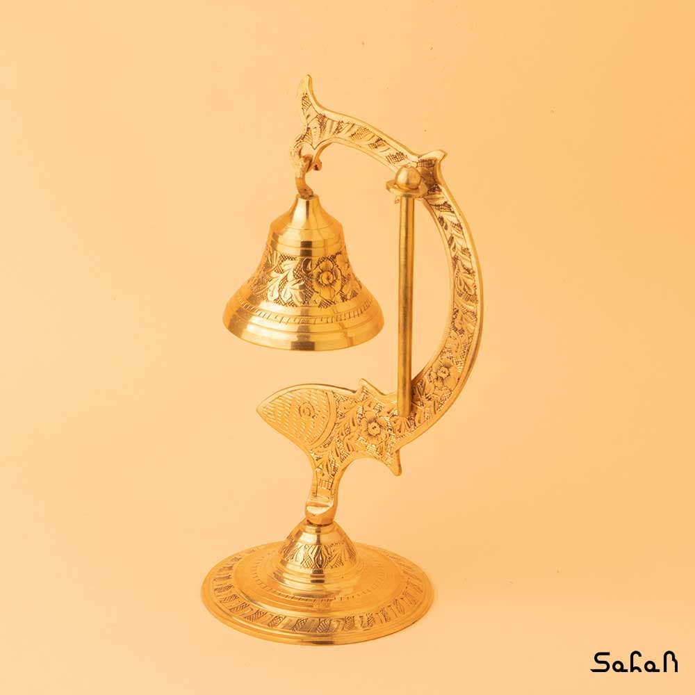 زنگ برنجی قلم زنی طرح ماهی — تصویر ۲
