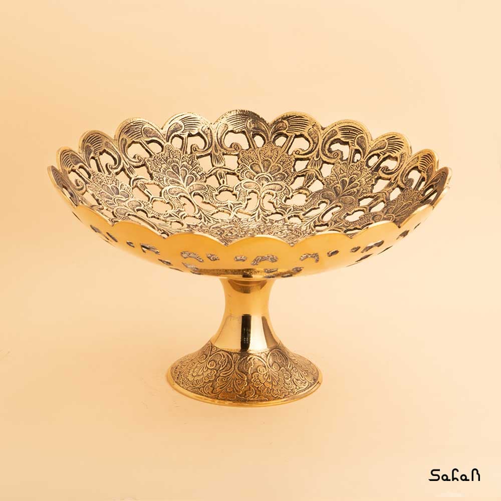میوه خوری برنجی هندی پایه دار مشبک
