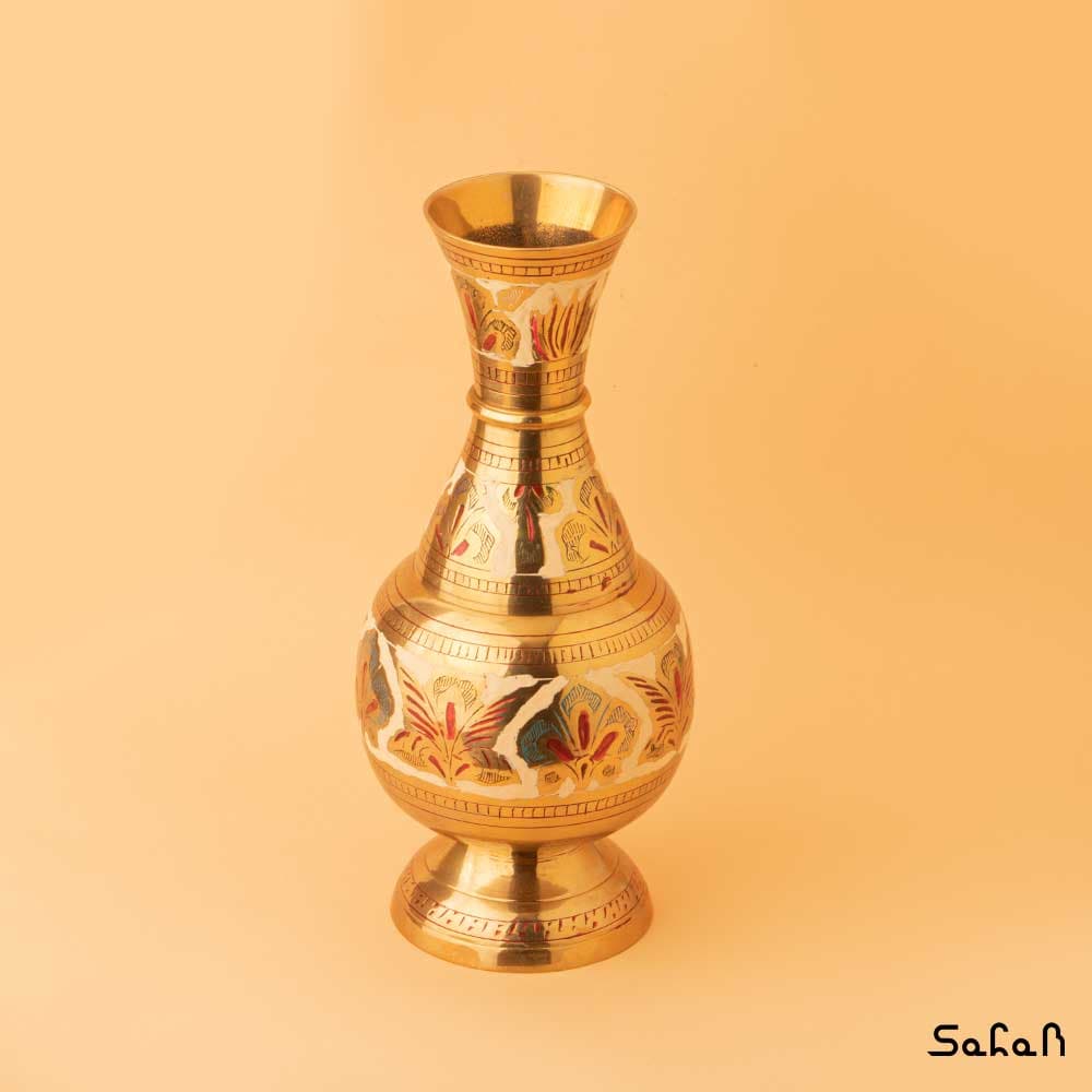 گلدان برنجی قلم زنی — تصویر ۵