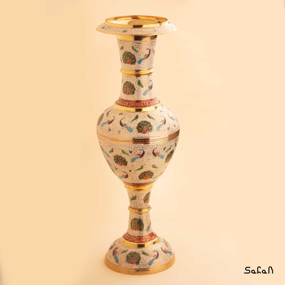 گلدان برنجی کشمیری میناکاری 50 سانت — تصویر ۴