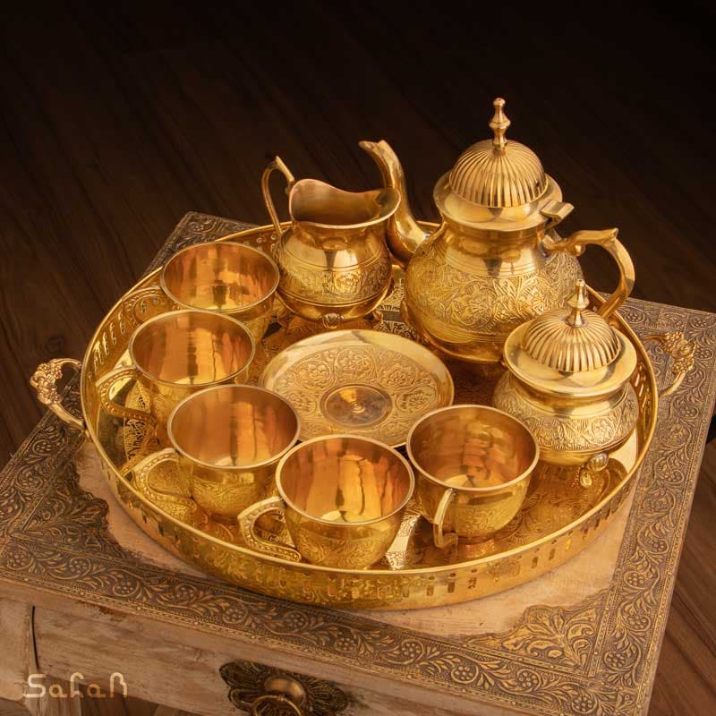 ست چای خوری برنجی طلایی کد 416