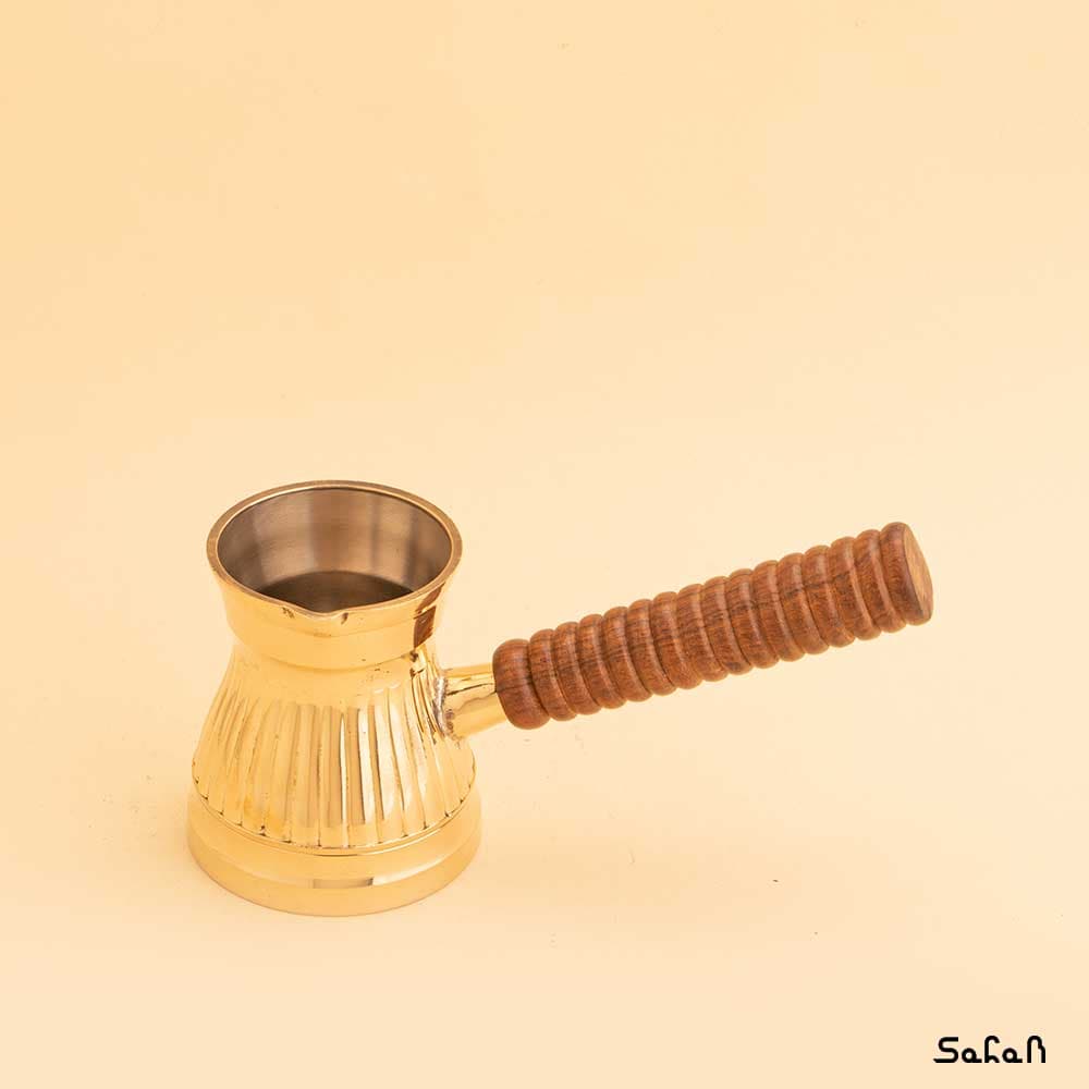 قهوه جوش برنجی طلایی بدون در مدل شیار سایز 2