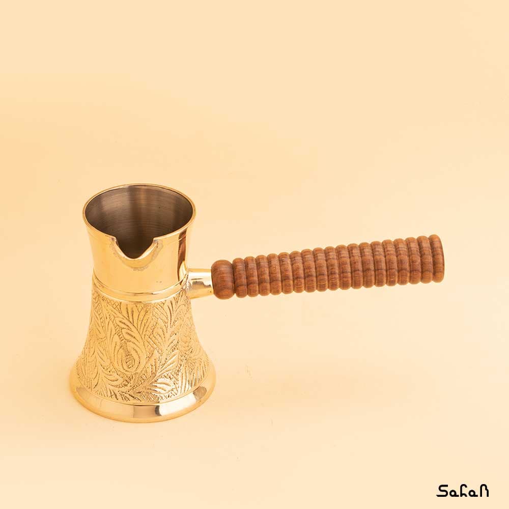 قهوه جوش برنجی طلایی بدون در مدل تاینی سایز 3 — تصویر ۳