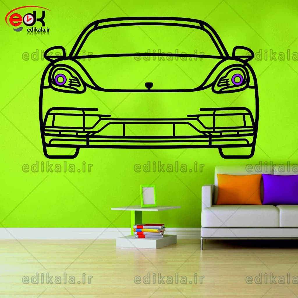 تابلو طرح ماشین پورشه شماره 18 با چراغ نئون+آداپتور+با انتخاب سایز و جنس دلخواه — تصویر ۷