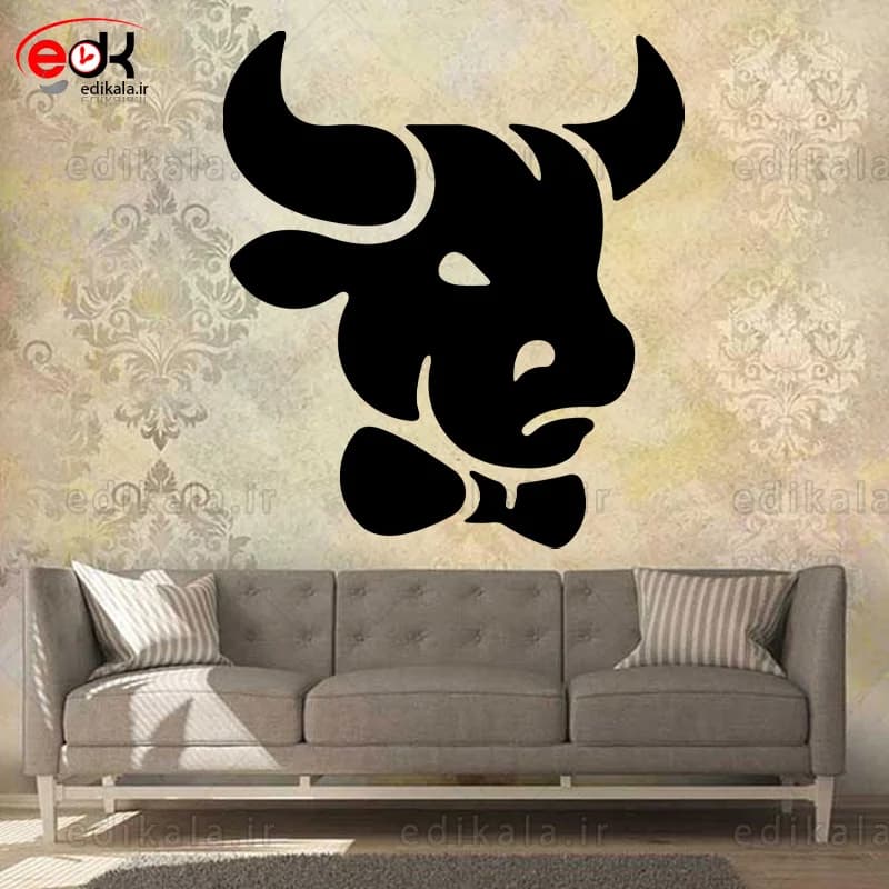 آینه دکوراتیو طرح گاو شماره 2 در پنج رنگ و ابعاد انتخابی+فایل کورل
