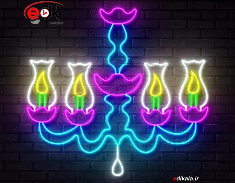 تابلو نئون طرح لوستر شماره 2 در ابعاد مختلف +آداپتور+ فایل لایه باز