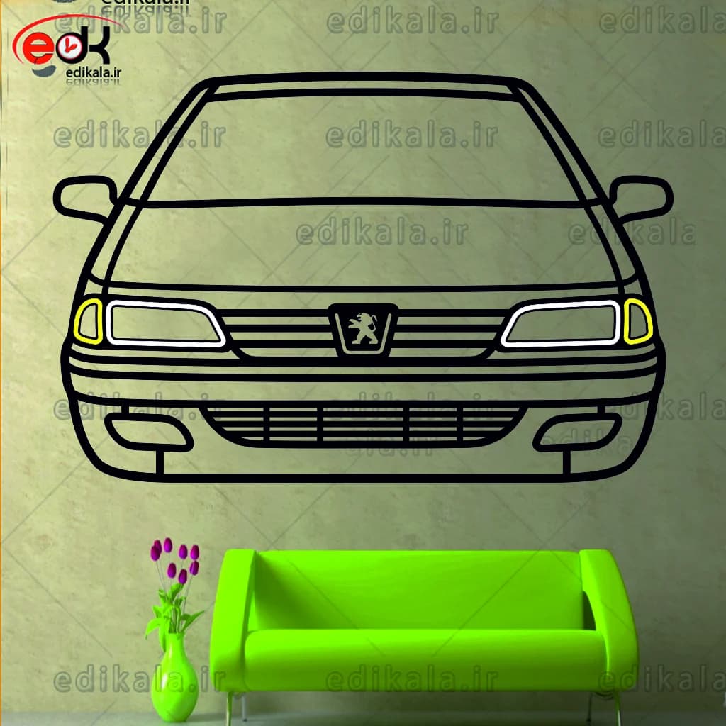 تابلو طرح ماشین پژو 405 شماره 1 با چراغ نئون+آداپتور+با انتخاب سایز و جنس دلخواه