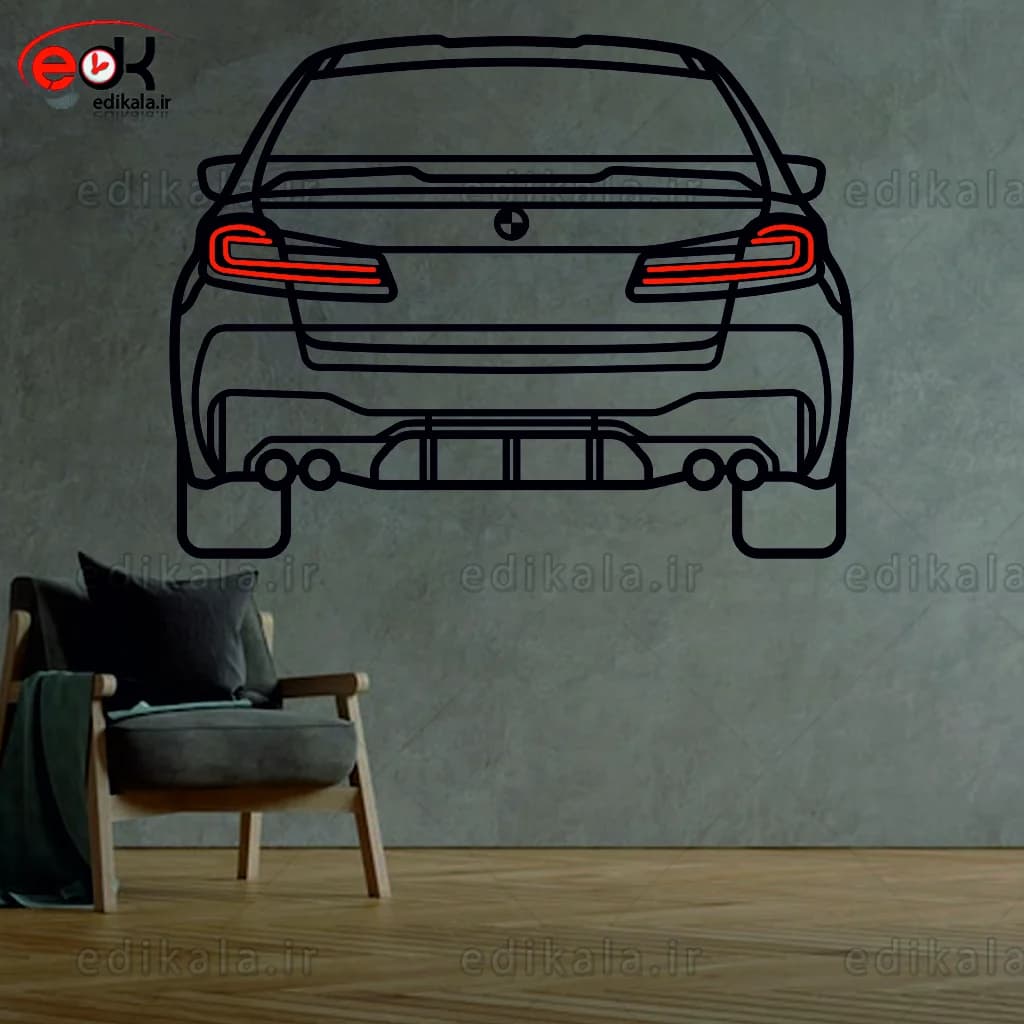 تابلو طرح ماشین BMW شماره 11 با چراغ نئون+آداپتور+با انتخاب سایز و جنس دلخواه — تصویر ۴
