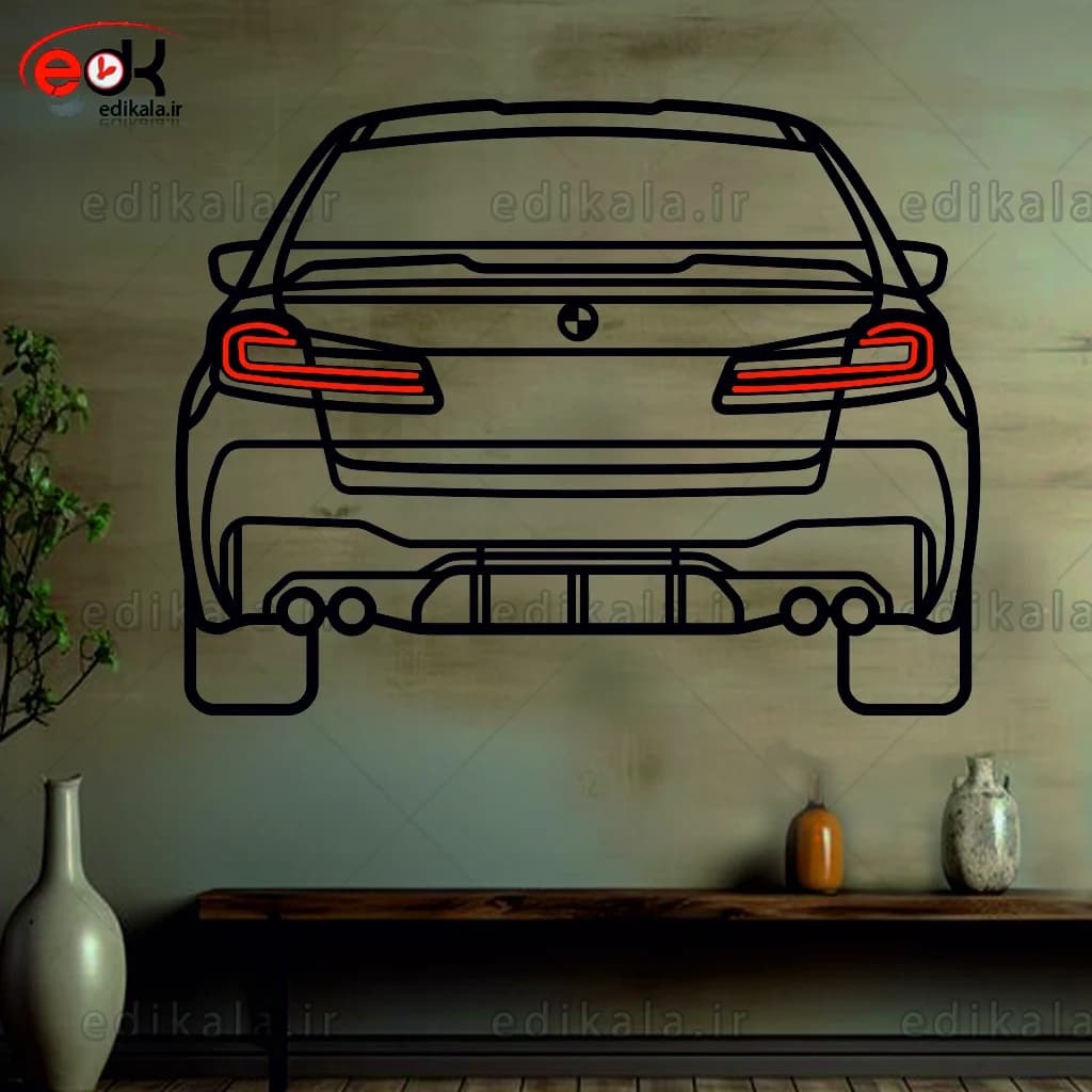 تابلو طرح ماشین BMW شماره 11 با چراغ نئون+آداپتور+با انتخاب سایز و جنس دلخواه — تصویر ۲