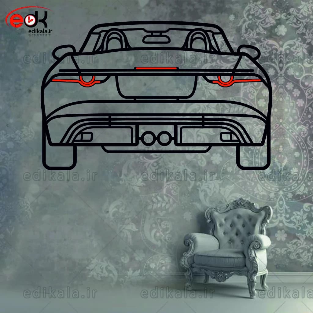 تابلو طرح ماشین جگوار شماره 2 با چراغ نئون+آداپتور+با انتخاب سایز و جنس دلخواه — تصویر ۴