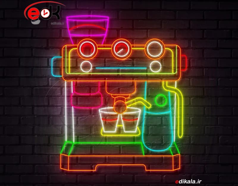 تابلو نئون طرح قهوه ساز شماره 3 در ابعاد مختلف +آداپتور+ فایل کورل آماده برش لیزر — تصویر ۵