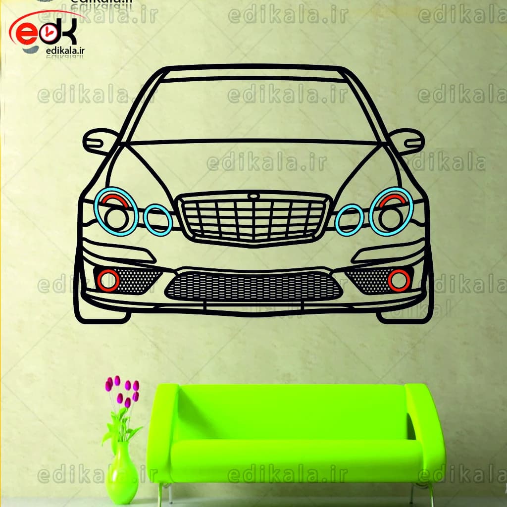 تابلو طرح ماشین بنز شماره 19 با چراغ نئون+آداپتور+با انتخاب سایز و جنس دلخواه — تصویر ۶