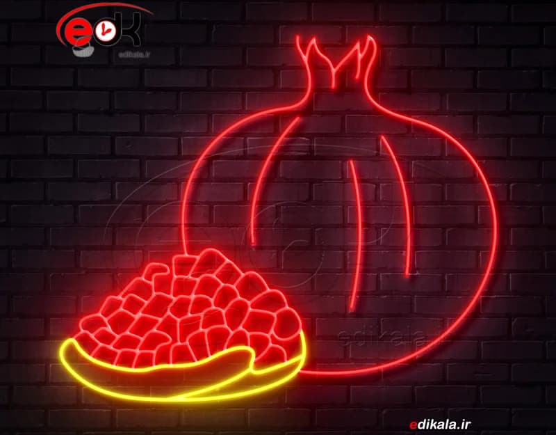 تابلو نئون طرح انار شب یلدا شماره 2 در ابعاد مختلف +آداپتور+ فایل لایه باز