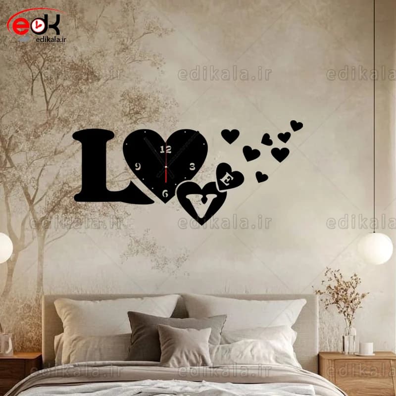 ساعت دیواری طرح لاو love در پنج رنگ و ابعاد انتخابی+فایل کورل — تصویر ۴