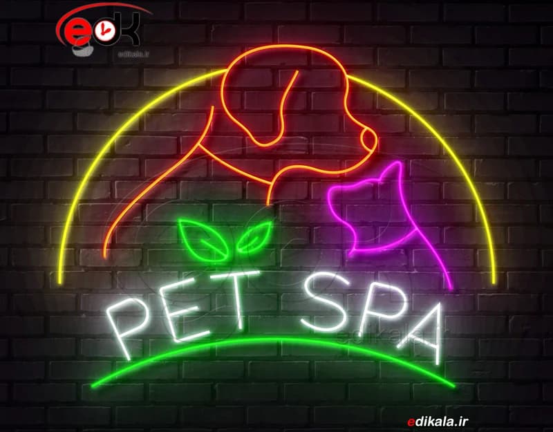 تابلو نئون طرح سگ و گربه (پت شاپ) شماره 3 در ابعاد مختلف +آداپتور+ فایل کورل آماده برش