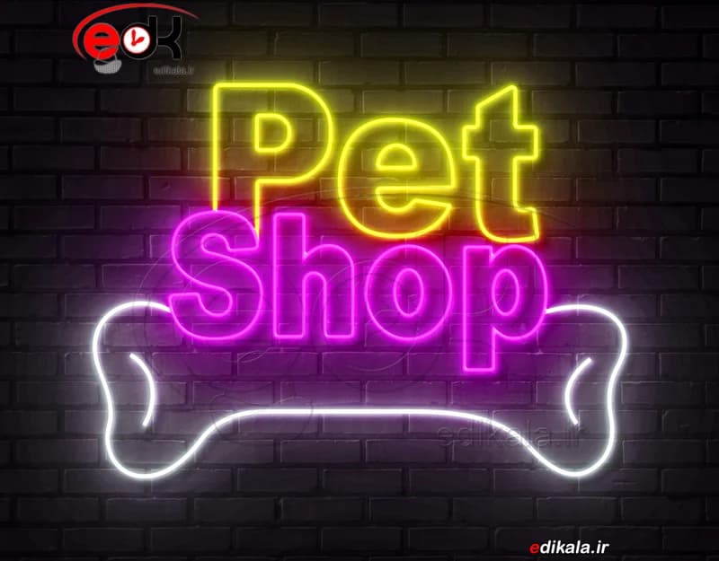 تابلو نئون طرح پت شاپ شماره 3 در ابعاد مختلف +آداپتور+ فایل لایه باز — تصویر ۲