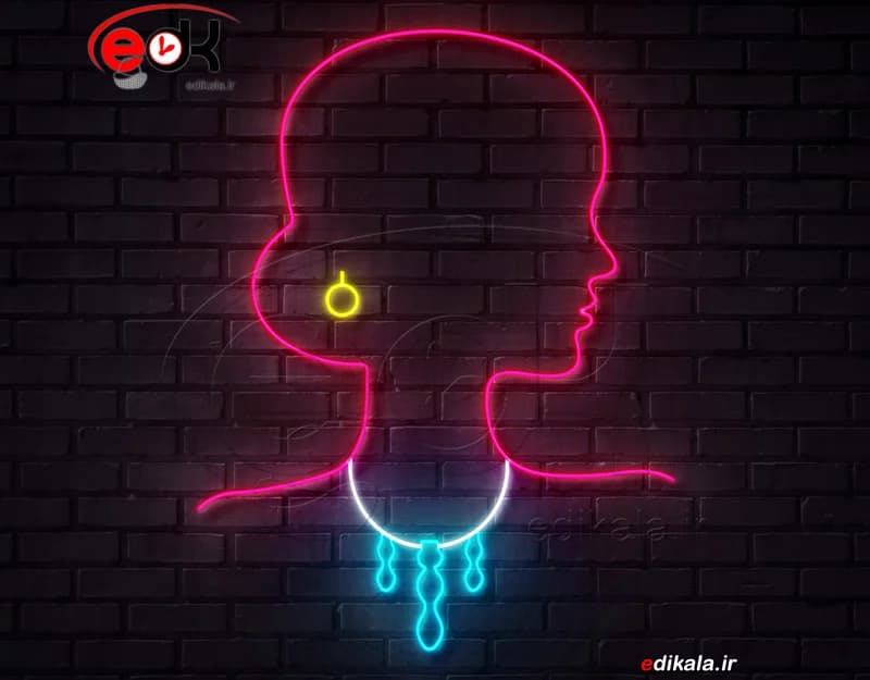 تابلو نئون طرح دختر و گردنبند و گوشواره شماره 1 در ابعاد مختلف +آداپتور+ فایل لایه باز