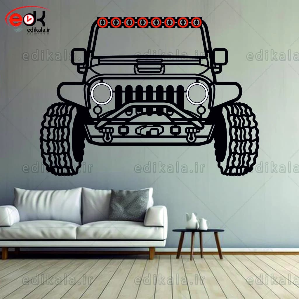 تابلو طرح ماشین جیپ شماره 3 با چراغ نئون+آداپتور+با انتخاب سایز دلخواه+فایل کورل اماده برش — تصویر ۴