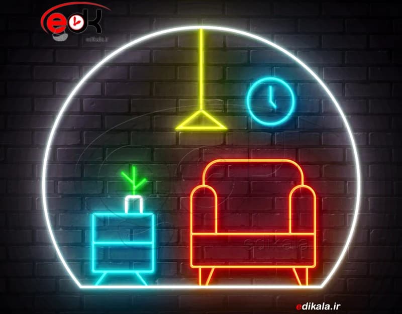 تابلو نئون طرح مبلمان و دکوراسیون داخلی شماره 1 در ابعاد مختلف +آداپتور+ فایل لایه باز