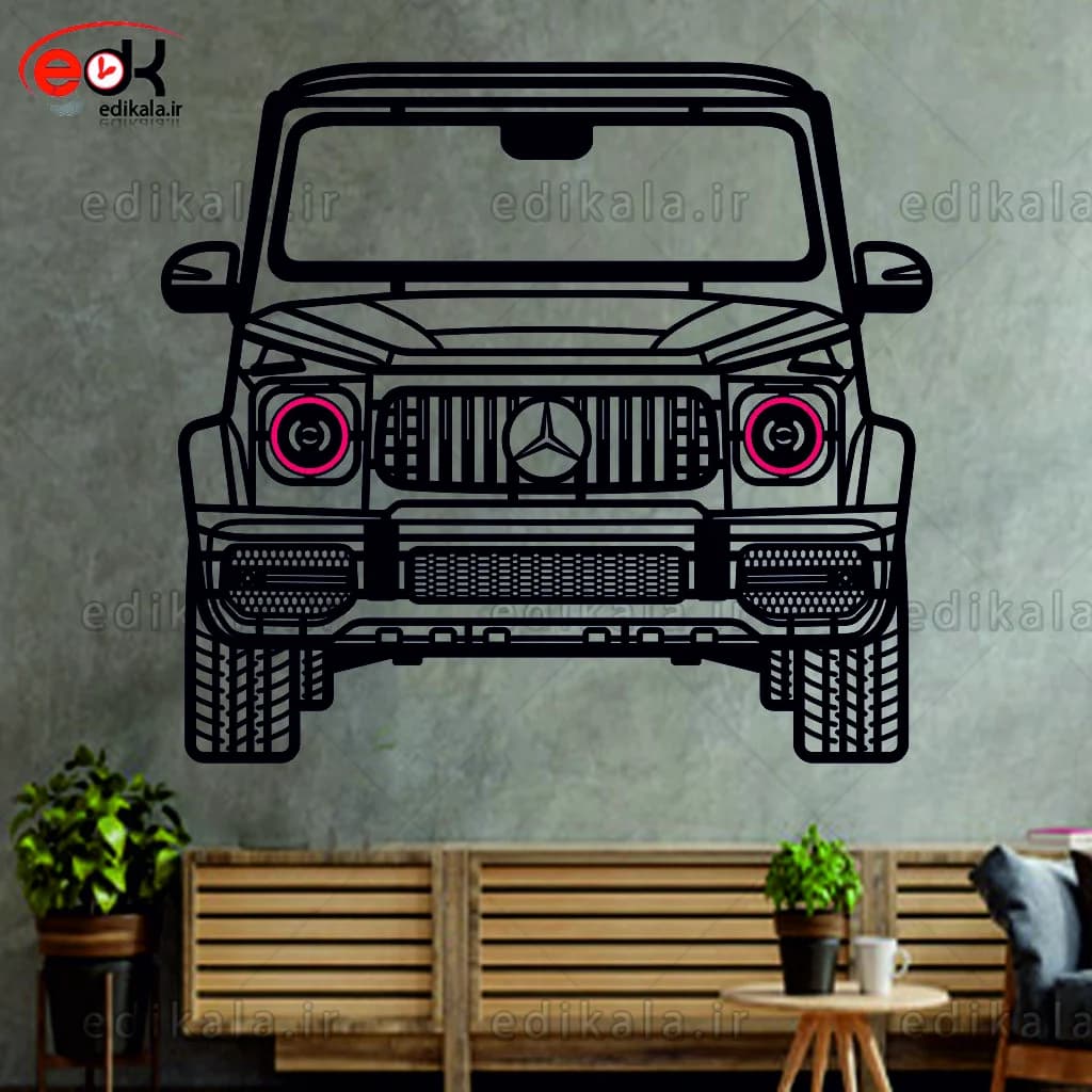 تابلو طرح ماشین بنز G CLASS با چراغ نئون+آداپتور+با انتخاب سایز دلخواه+فایل کورل اماده برش — تصویر ۷