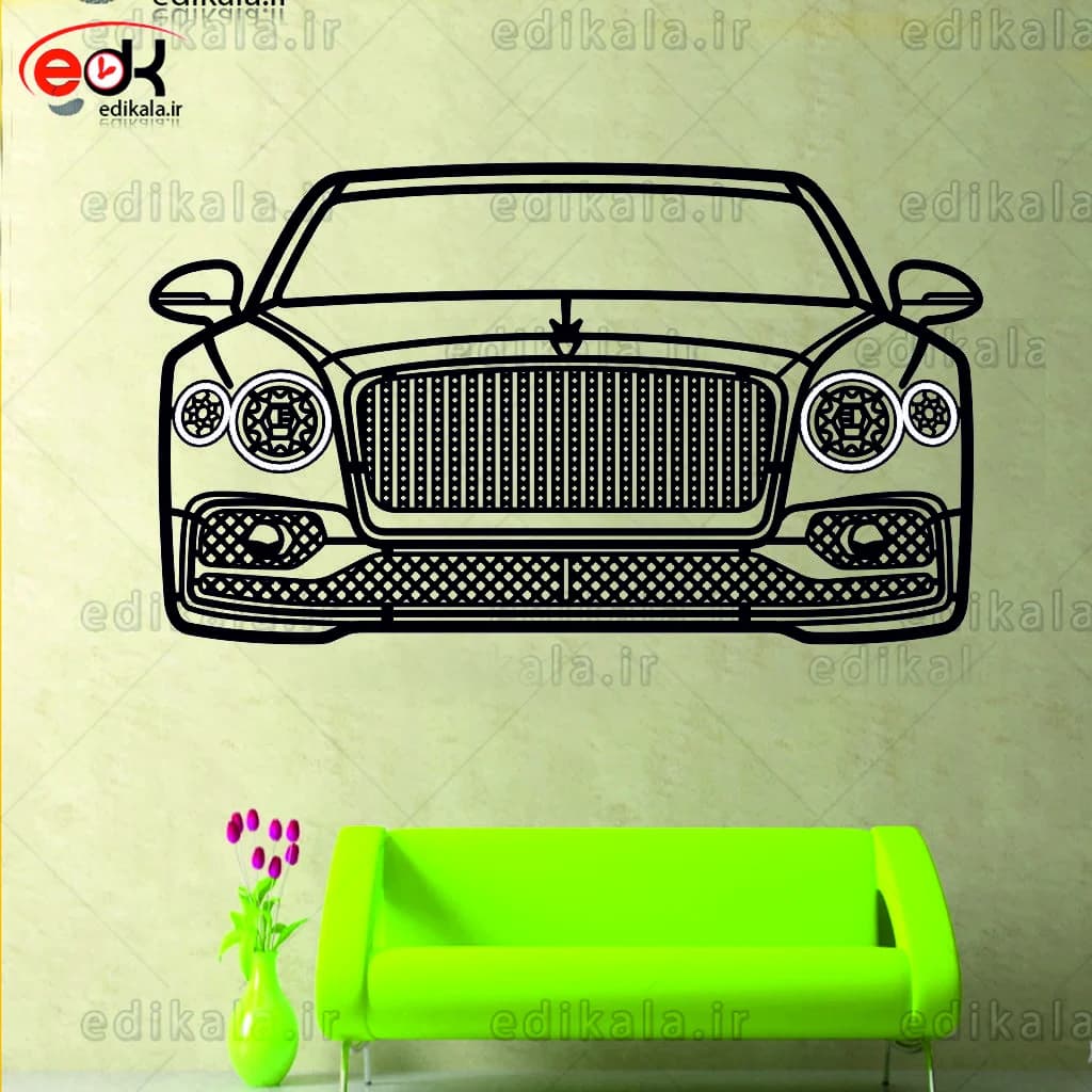 تابلو طرح ماشین بنتلی شماره 1 با چراغ نئون+آداپتور+با انتخاب سایز دلخواه+فایل کورل اماده برش — تصویر ۴