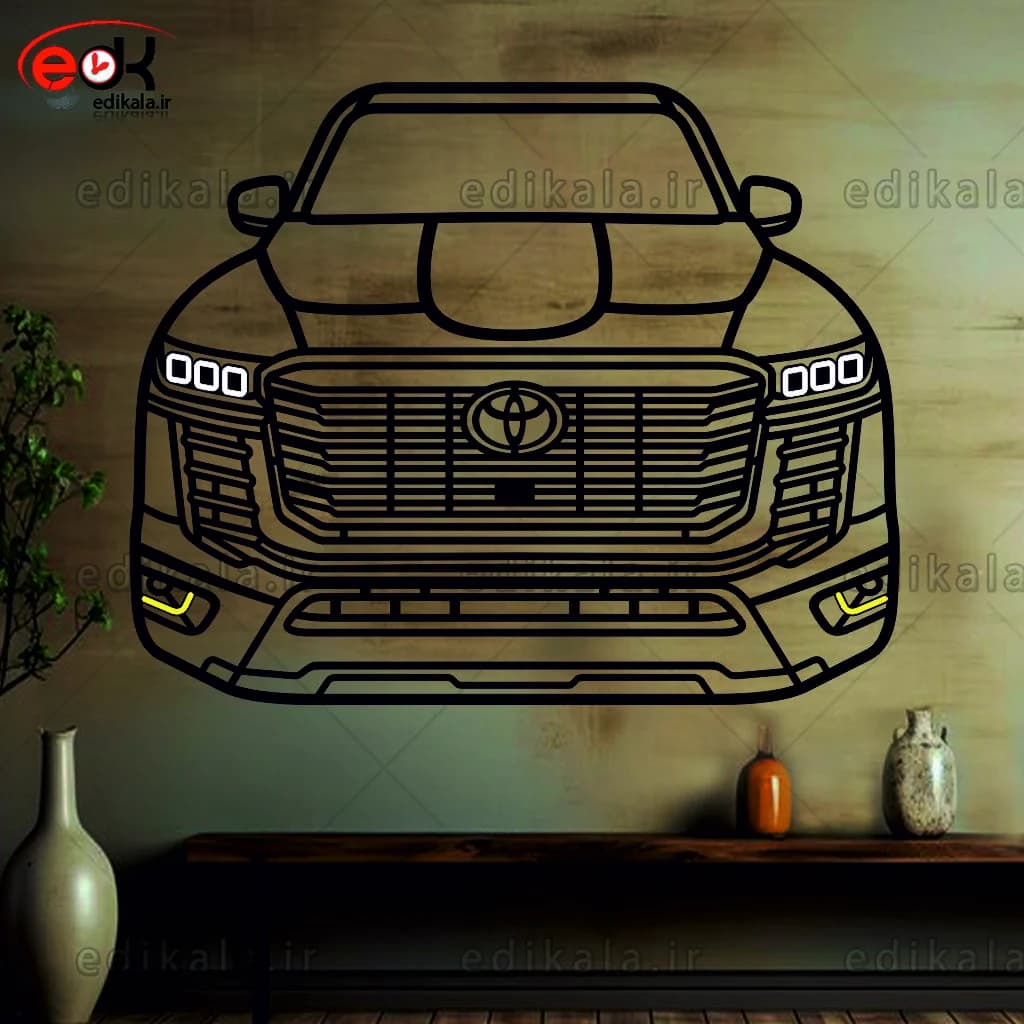 تابلو طرح ماشین تویوتا شماره 3 با چراغ نئون+آداپتور+با انتخاب سایز دلخواه+فایل کورل اماده برش