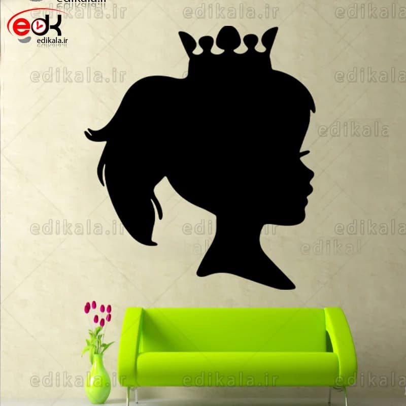 آینه دکوراتیو طرح دختر و تاج شماره 1 در پنج رنگ و ابعاد انتخابی+فایل کورل