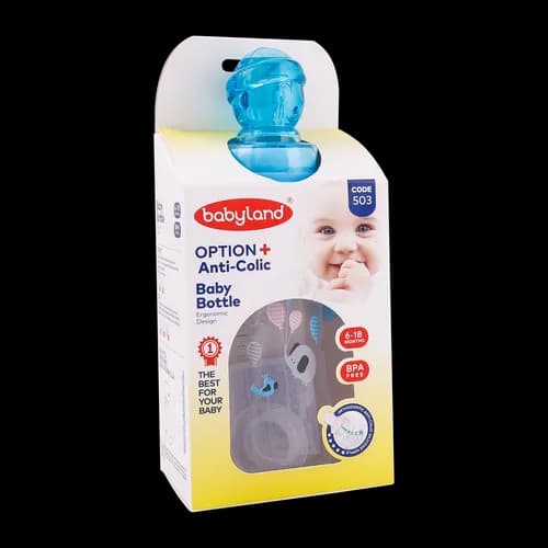 شیشه شیر عروسکی دسته دار کد 503 بیبی لند 240 میل