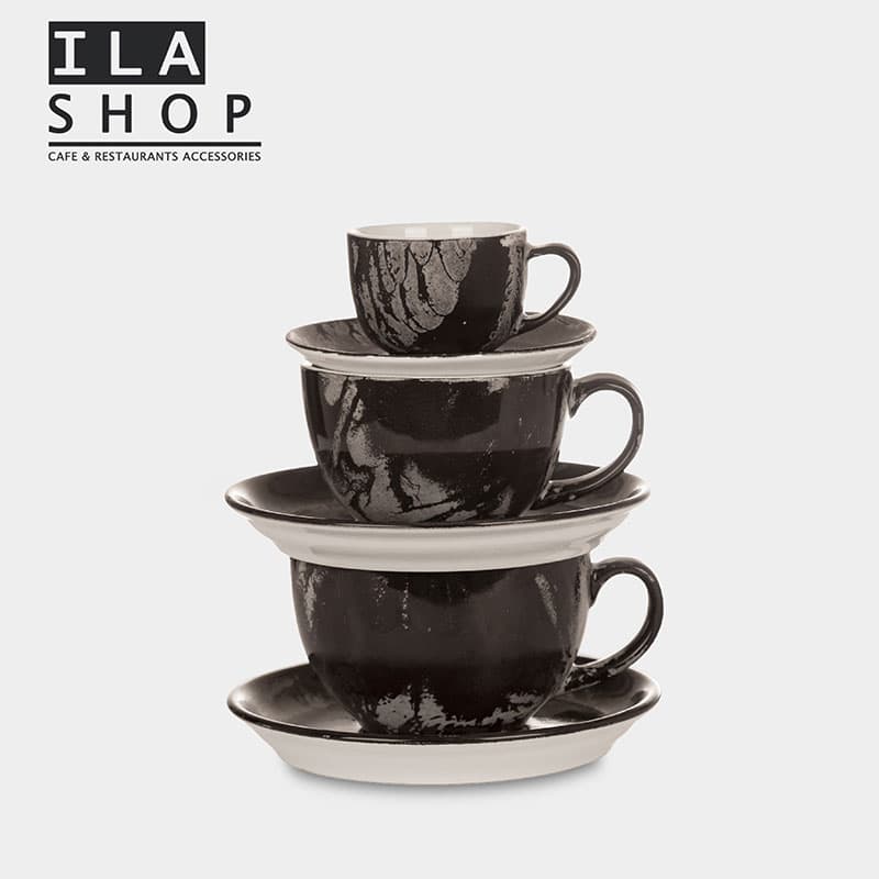 فنجان نعلبکی کاپوچینو black & white شش عددی ایلا — تصویر ۷