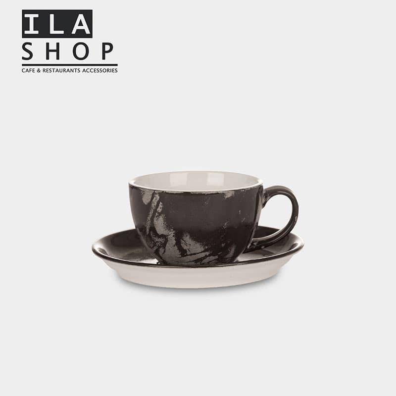 فنجان نعلبکی کاپوچینو black & white شش عددی ایلا