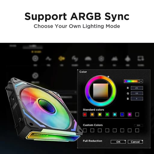 فن‌های کیس کامپیوتر 120 میلی‌متری COSMIQ از سری فن‌های RGB شرکت AsiaHorse — تصویر ۴
