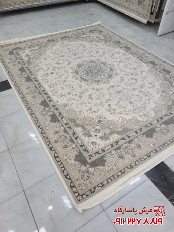 فرش کرم کاشان 1200 شانه طرح دستباف مدل جیران — تصویر ۱۱