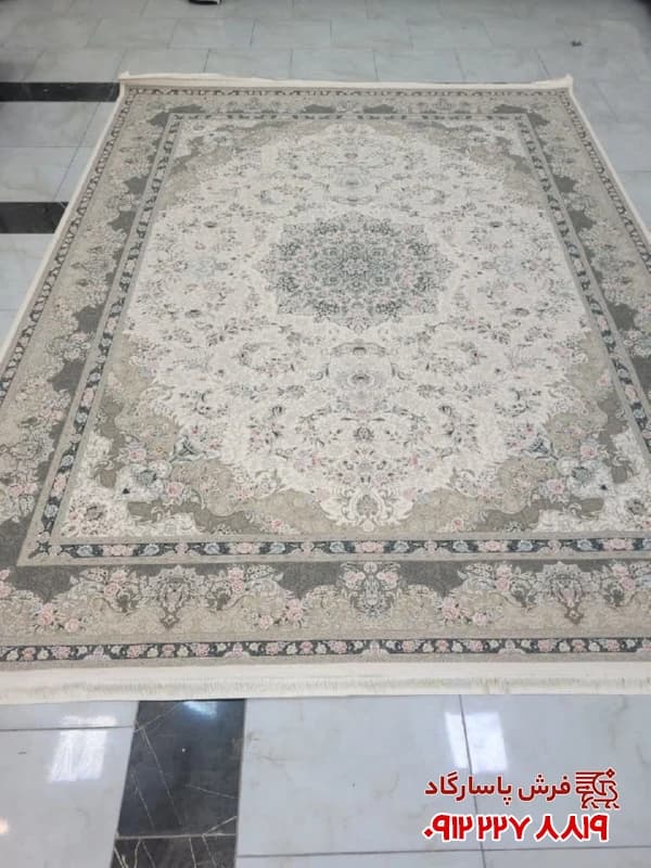 فرش کرم کاشان 1200 شانه طرح دستباف مدل جیران — تصویر ۷