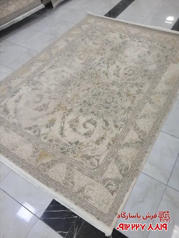 فرش 1200 شانه جدید کاشان طرح وینتیج موکا ۱۳۰۱۰۰