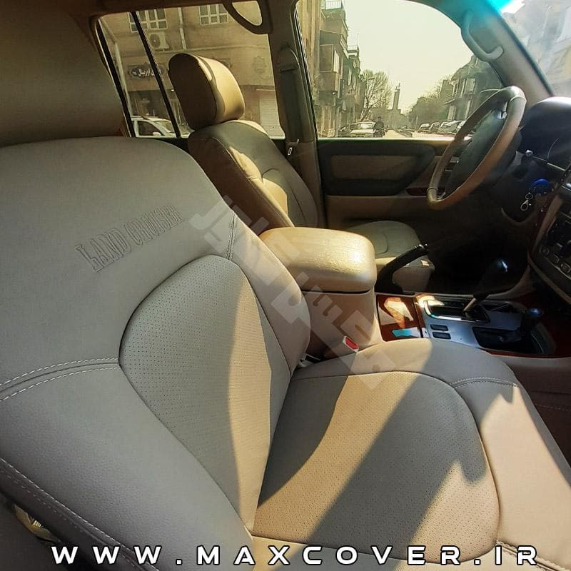 روکش صندلی تویوتا لندکروزر 2016-2006 Landcruiser چرم کرم — تصویر ۸