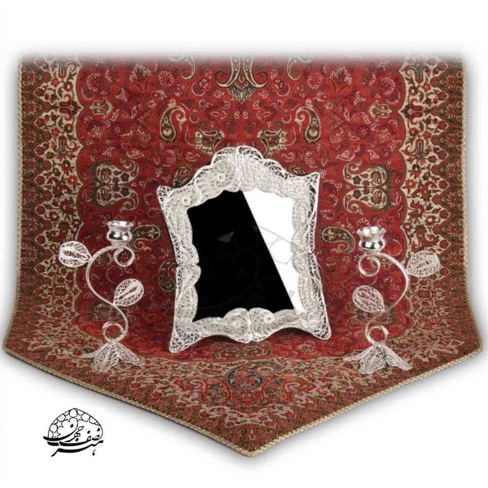 ست آینه و شمدان ملیله کاری — تصویر ۲
